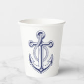 エレガント結婚航海のセーラー海軍ブルーいかり 紙コップ (正面)