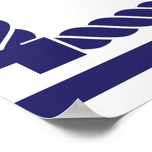 エレガント結婚航海の海軍の歓迎ストライプ者 ポスター (角)