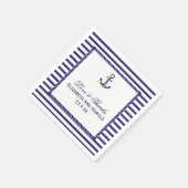 エレガント結婚航海の海軍ストライプ兵 スタンダードカクテルナプキン (角)