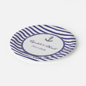 エレガント結婚航海の海軍ストライプ兵 ペーパープレート (アングル)