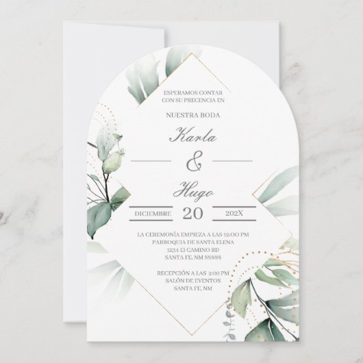 エレガント結婚草 招待状 (正面)