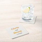 エレガント結婚金ゴールド スクエアペーパーコースター (インサイチュ)