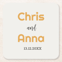 エレガント結婚金ゴールド スクエアペーパーコースター