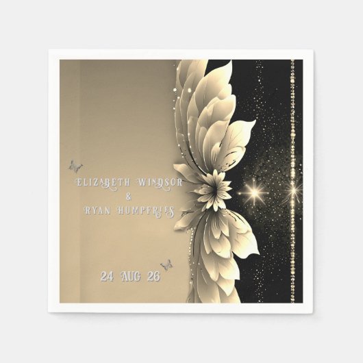 エレガント結婚金ゴールド スタンダードカクテルナプキン (正面)