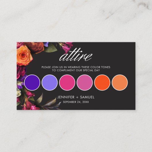 エレガント結婚鮮やかフローラのドレスコード色 エンクロージャーカード (正面)