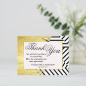 エレガント絵を描フェイク金ゴールドのストライプパターン ポストカード (スタンド正面)