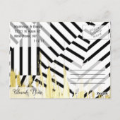 エレガント絵を描フェイク金ゴールドのストライプパターン ポストカード (裏面)