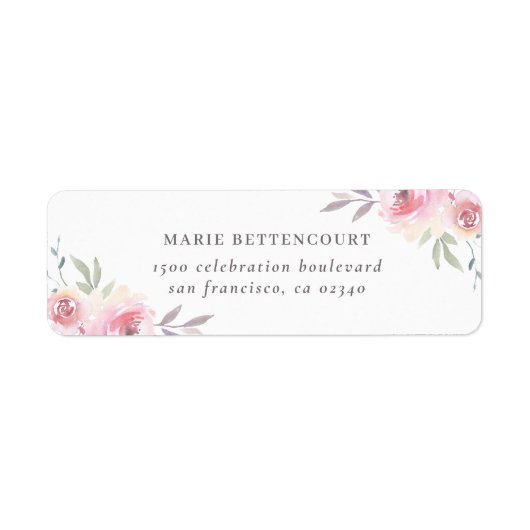 エレガント絵を描フローラ名前をカスタムする差出人住所 ラベル (正面)