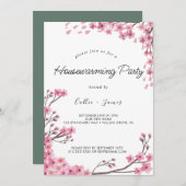 エレガント絵を描フローラ引っ越し祝いパーティー招待状 招待状 (正面/裏面)