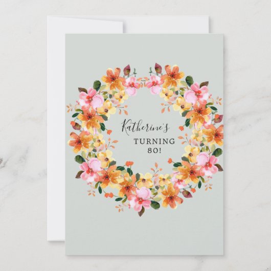 エレガント絵を描フローラ60番目の誕生日招待状 招待状 (裏面)