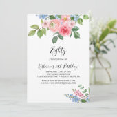 エレガント絵を描フローラ80番目の誕生日招待状 招待状 (スタンド正面)