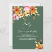 エレガント絵を描フローラ90番目の誕生日招待状 招待状 (正面)