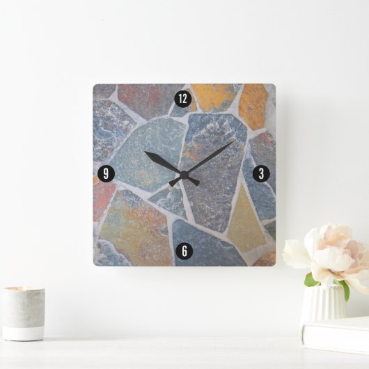 エレガント絵を描敷石 スクエア壁時計 (ホーム)