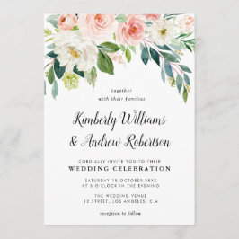 エレガント絵を描赤面フローラ結婚ズ 招待状