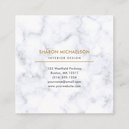 エレガント絵を描金ゴールドスワッシュマーブル・モノグラム スクエア名刺 (裏面)