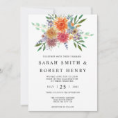 エレガント絵画水色フローラ結婚ズ 招待状 (正面)