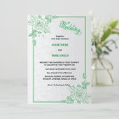 エレガント緑とグレークラシックの結婚スクリプト 招待状 (スタンド正面)