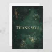エレガント緑とフェイク金ゴールド サンキューカード (正面/裏面)