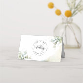 エレガント緑と水結婚色の座席表 プレイスカード (裏面)