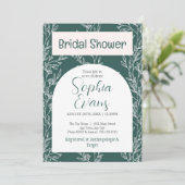 エレガント緑と白の葉ブライダルシャワー 招待状 (スタンド正面)