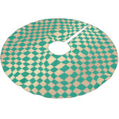 エレガント緑と金ゴールドのパタ市松模様にーン ブラッシュドポリエステルツリースカート (アングル)