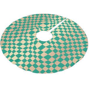 エレガント緑と金ゴールドのパタ市松模様にーン ブラッシュドポリエステルツリースカート