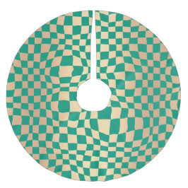 エレガント緑と金ゴールドのパタ市松模様にーン ブラッシュドポリエステルツリースカート