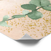 エレガント緑と金ゴールド結婚の座席表 ポスター (角)