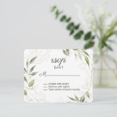 エレガント緑と金ゴールド葉の結婚数 出欠カード (スタンド正面)