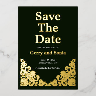 エレガント緑と金ゴールド 箔招待状