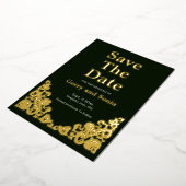 エレガント緑と金ゴールド 箔招待状 (回転した状態)