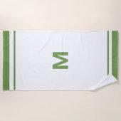 エレガント緑のスクリプト文字 ビーチタオル (正面)