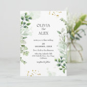 エレガント緑のスクリプト結婚式招待状 招待状 (スタンド正面)