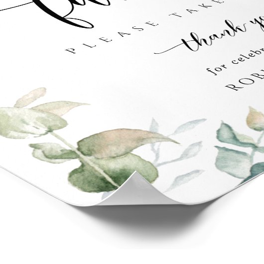 エレガント緑のスクリプモダント結婚式の引き出物記号 ポスター (角)