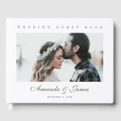 エレガント緑のスクリプ結婚ト写真 ゲストブック (正面)