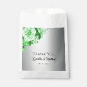 エレガント緑のバラオンシルバー結婚ズ フェイバーバッグ (正面)