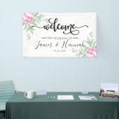 エレガント緑のバラミニマル金ゴールド結婚式 横断幕 (トレードショー)