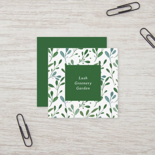 エレガント緑のパタモダンーン スクエア名刺 (正面/裏面インサイチュ)