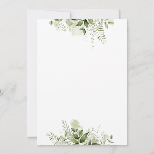 エレガント緑のフローラタイポグラフィ結婚ズ セーブザデート (裏面)