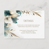 エレガント緑のフローラティール(緑がかった色)結婚金ゴールド エンクロージャーカード (正面)