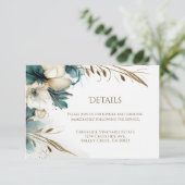 エレガント緑のフローラティール(緑がかった色)結婚金ゴールド エンクロージャーカード (スタンド正面)