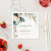 エレガント緑のフローラミニマルティール(緑がかった色)結婚金ゴールド スタンダードカクテルナプキン (インサイチュ)