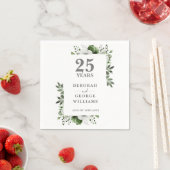 エレガント緑のフローラ25結婚周年 スタンダードカクテルナプキン (インサイチュ)