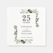 エレガント緑のフローラ25結婚周年 スタンダードカクテルナプキン (正面)