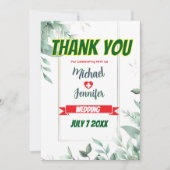エレガント緑のミニマカスタムリスト写真結婚 サンキューカード (正面)