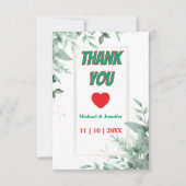 エレガント緑のミニマカスタムリスト写真結婚 サンキューカード (正面)