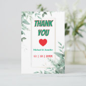 エレガント緑のミニマカスタムリスト写真結婚 サンキューカード (スタンド正面)