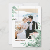 エレガント緑のミニマカスタムリスト写真結婚 招待状 (裏面)