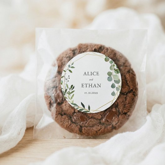 エレガント緑のユーカリ結婚プス ラウンドシール