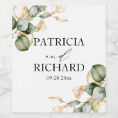 エレガント緑のユーカリ結婚プス ワインラベル (シングルラベル)